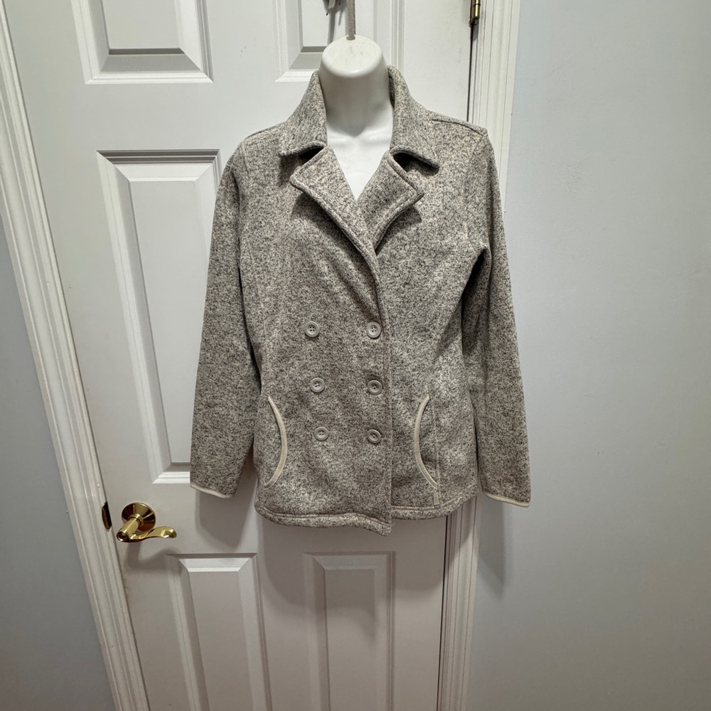 Eddie Bauer Gray Pea Coat with Structured Design size m